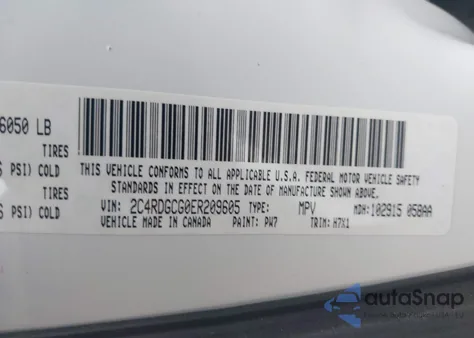 2014 Dodge Grand Caravan Sxt/Sxt 30Th Anniversary from USA, damaged, VIN 2C4RDGCG0ER209605